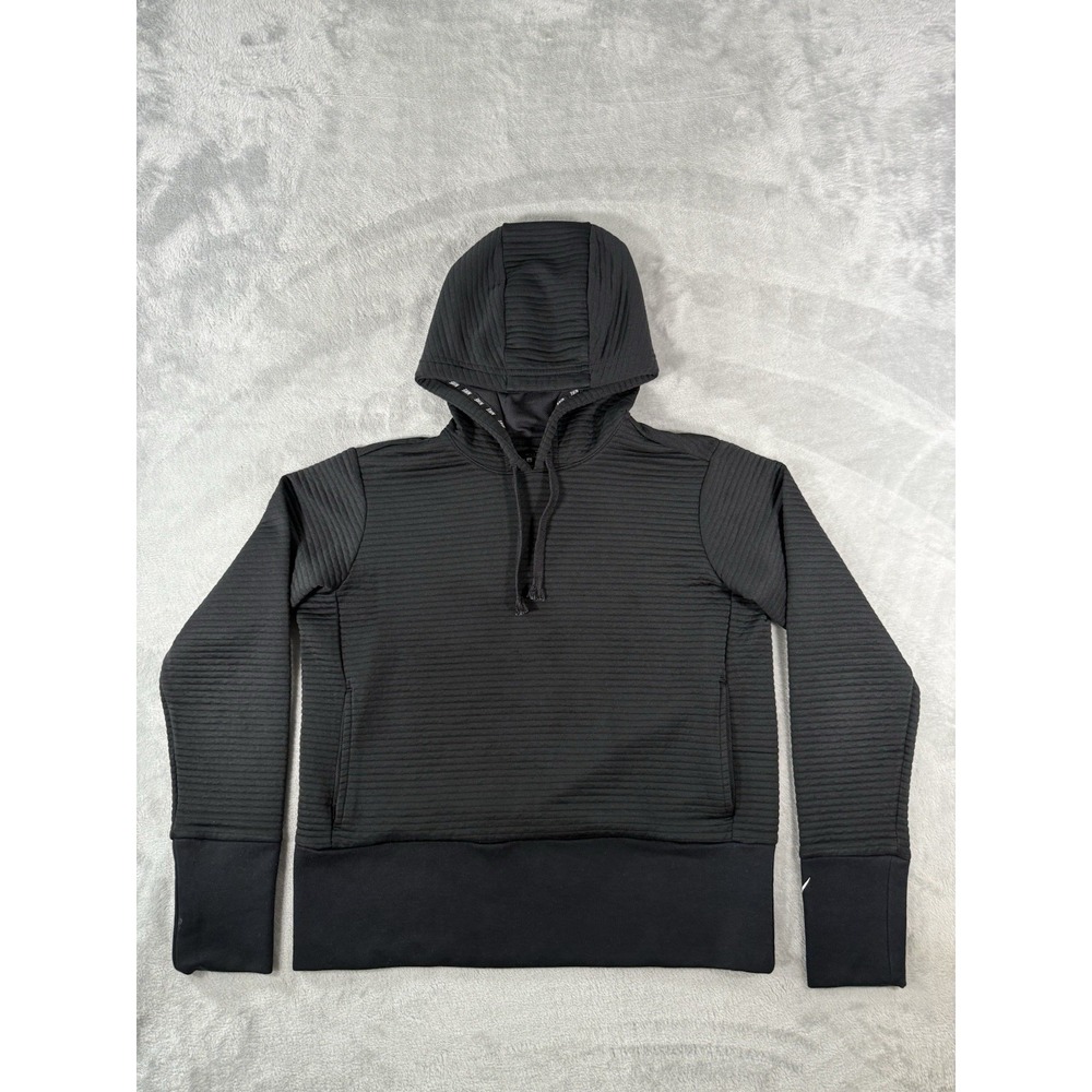 Nike Hoodie Women's Small Black Dri Fit Veneer Quilted Training Pullover